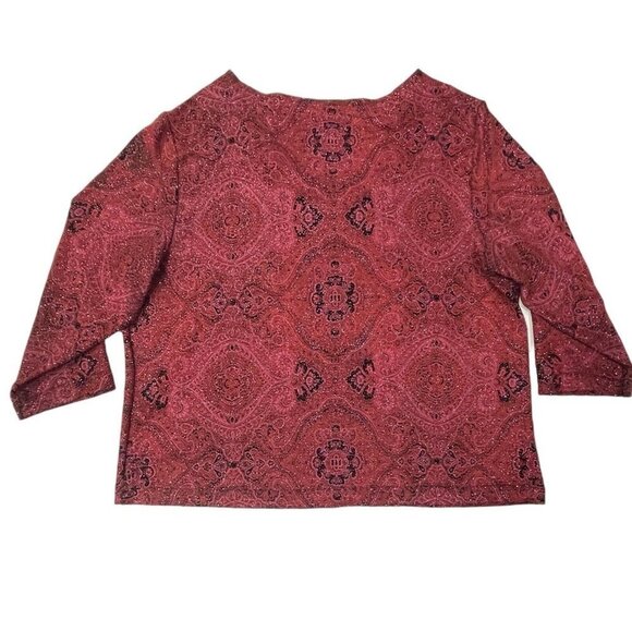 Vtg DRESS BARN Womens‎ Glittery Maroon Top Size 18/20 Paisley Christmas Party - Picture 14 of 15